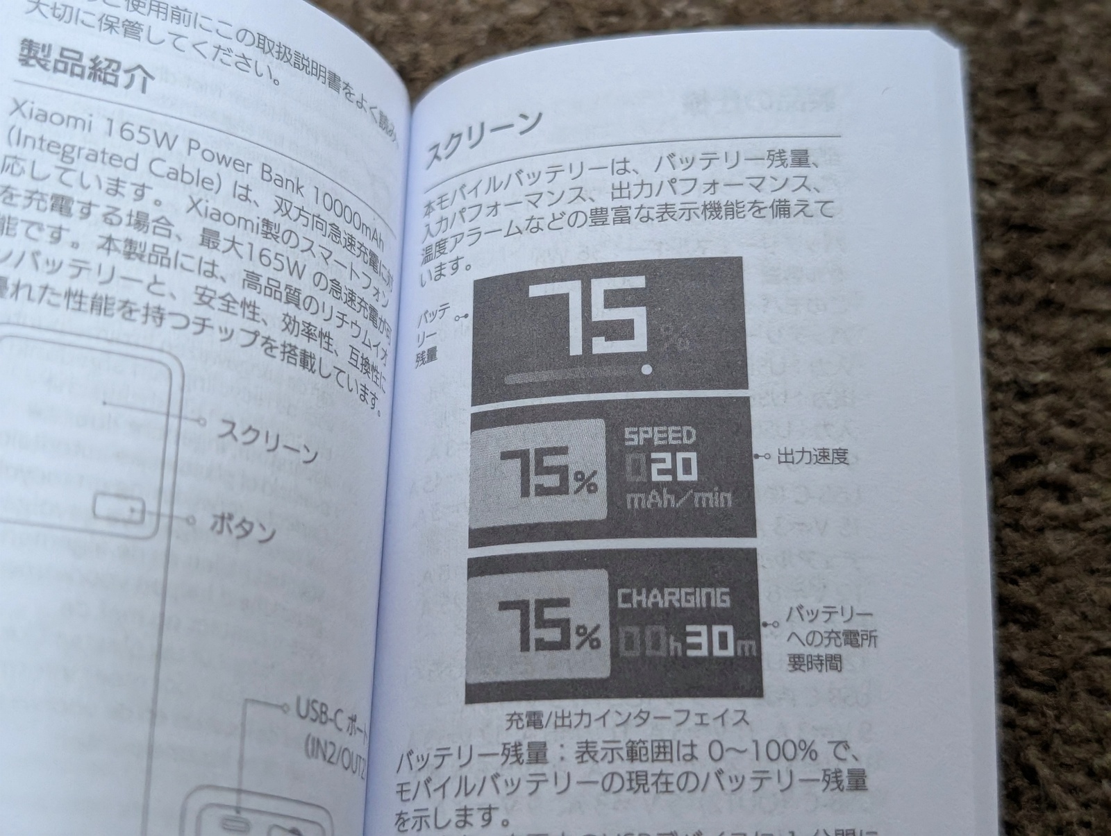 取扱説明書の画面表示解説